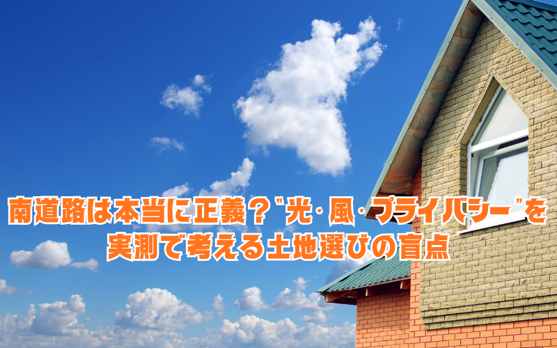 南道路は本当に正義？“光・風・プライバシー”を実測で考える土地選びの盲点